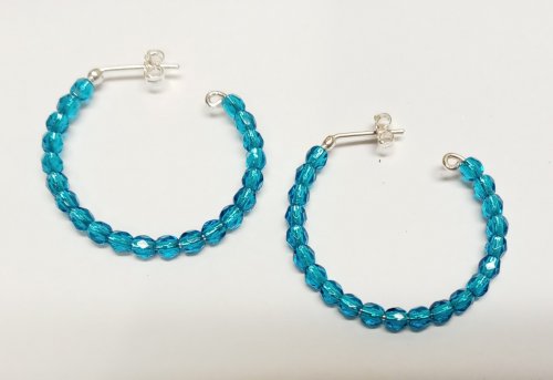 Judy Larson's Easy Beaded Post Hoop Earrings - , Contemporary Wire Jewelry, Beads, easy beaded post hoop earrings